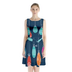 Easter Egg Balloon Pink Blue Red Orange Sleeveless Chiffon Waist Tie Dress by Alisyart