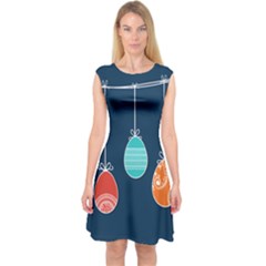 Easter Egg Balloon Pink Blue Red Orange Capsleeve Midi Dress by Alisyart