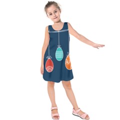 Easter Egg Balloon Pink Blue Red Orange Kids  Sleeveless Dress by Alisyart