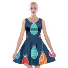 Easter Egg Balloon Pink Blue Red Orange Velvet Skater Dress by Alisyart