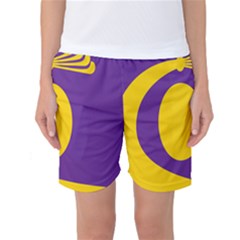 Flag Purple Yellow Circle Women s Basketball Shorts by Alisyart