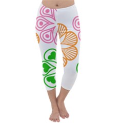 Flower Floral Love Valentine Star Pink Orange Green Capri Winter Leggings  by Alisyart