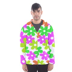 Flowers Floral Sunflower Rainbow Color Pink Orange Green Yellow Hooded Wind Breaker (men) by Alisyart