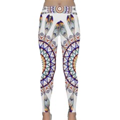 Circle Star Rainbow Color Blue Gold Prismatic Mandala Line Art Classic Yoga Leggings by Alisyart