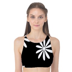 Black White Giant Flower Floral Tank Bikini Top by Alisyart