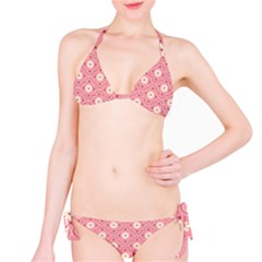 Pink Flower Floral Bikini Set by Alisyart