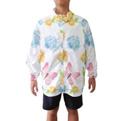 Rose Flower Floral Blue Yellow Gold Butterfly Animals Pink Wind Breaker (kids) by Alisyart