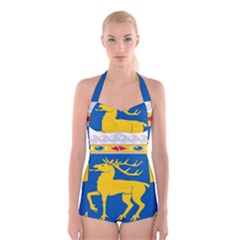 Coat Of Arms Of Aland Boyleg Halter Swimsuit  by abbeyz71