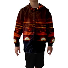 Sunset Sun Fireball Setting Sun Hooded Wind Breaker (kids) by Simbadda