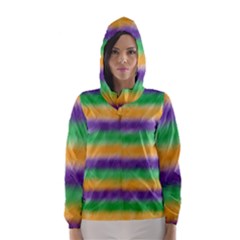 Mardi Gras Strip Tie Die Hooded Wind Breaker (women) by PhotoNOLA