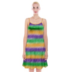 Mardi Gras Strip Tie Die Spaghetti Strap Velvet Dress by PhotoNOLA