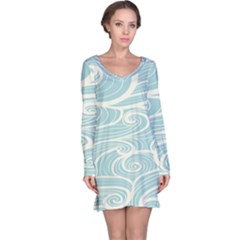 Blue Waves Long Sleeve Nightdress by Alisyart