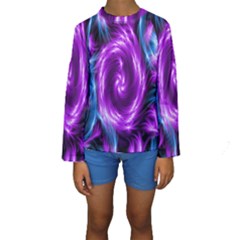 Colors Light Blue Purple Hole Space Galaxy Kids  Long Sleeve Swimwear by Alisyart