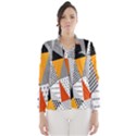 Contrast Hero Triangle Plaid Circle Wave Chevron Orange White Black Line Wind Breaker (Women) View1