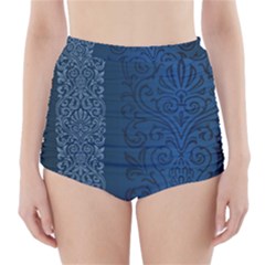 Fabric Blue Batik High-waisted Bikini Bottoms by Alisyart