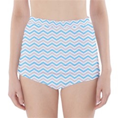 Free Plushie Wave Chevron Blue Grey Gray High-waisted Bikini Bottoms by Alisyart