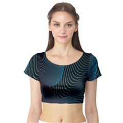Line Light Blue Green Purple Circle Hole Wave Waves Short Sleeve Crop Top (tight Fit) by Alisyart
