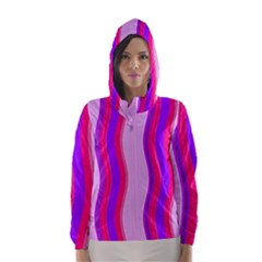 Pink Wave Purple Line Light Hooded Wind Breaker (women) by Alisyart