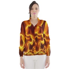 Sea Fire Orange Yellow Gold Wave Waves Wind Breaker (women) by Alisyart