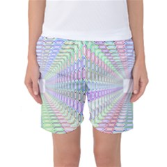 Tunnel With Bright Colors Rainbow Plaid Love Heart Triangle Women s Basketball Shorts