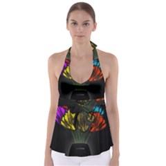 Flowers Painting Still Life Plant Babydoll Tankini Top by Simbadda