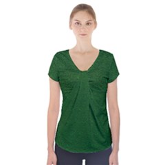 Texture Green Rush Easter Short Sleeve Front Detail Top by Simbadda