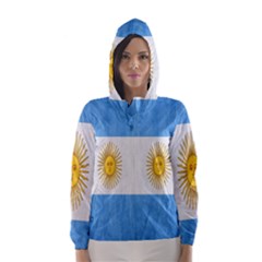 Argentina Texture Background Hooded Wind Breaker (women) by Simbadda