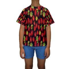 Berry Strawberry Many Kids  Short Sleeve Swimwear by Simbadda