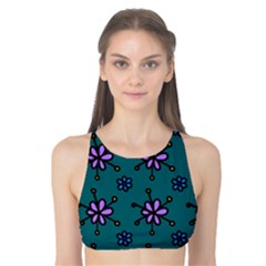 Blue Purple Floral Flower Sunflower Frame Tank Bikini Top by Alisyart