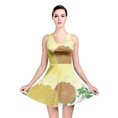 Abstract Flowers Sunflower Gold Red Brown Green Floral Leaf Frame Reversible Skater Dress by Alisyart