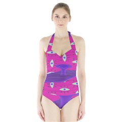 Eye Purple Pink Halter Swimsuit by Alisyart