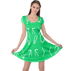 Icon Sign Green White Cap Sleeve Dresses