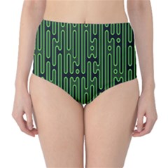 Pipes Green Light Circle High-waist Bikini Bottoms by Alisyart