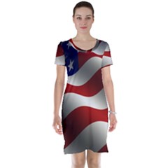 Flag United States Stars Stripes Symbol Short Sleeve Nightdress by Simbadda