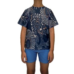 Patterns Dark Shape Surface Kids  Short Sleeve Swimwear by Simbadda