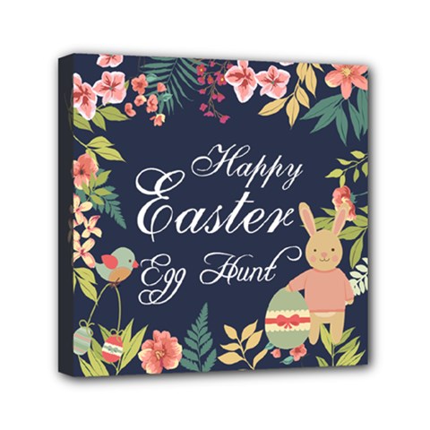Happy Easter Egg Hunt Flower Mini Canvas 6  X 6  (framed) by strawberrymilkstore8