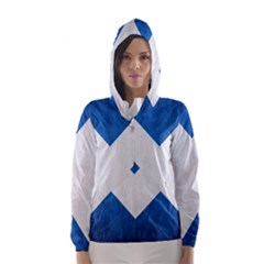 Scotland Flag Surface Texture Color Symbolism Hooded Wind Breaker (women) by Simbadda