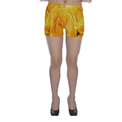 Yellow Neon Flowers Skinny Shorts by Simbadda