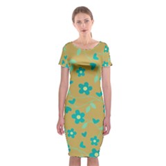 Floral Pattern Classic Short Sleeve Midi Dress by Valentinaart