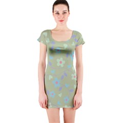 Floral Pattern Short Sleeve Bodycon Dress by Valentinaart