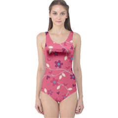 Floral Pattern One Piece Swimsuit by Valentinaart