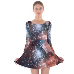 Star Cluster Long Sleeve Velvet Skater Dress by SpaceShop