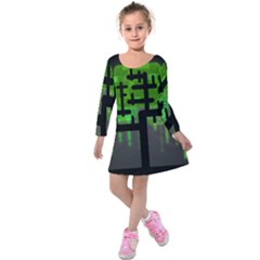 Binary Binary Code Binary System Kids  Long Sleeve Velvet Dress by Simbadda