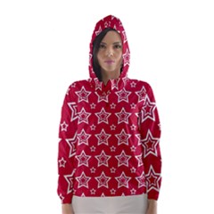 Star Red White Line Space Hooded Wind Breaker (women) by Alisyart