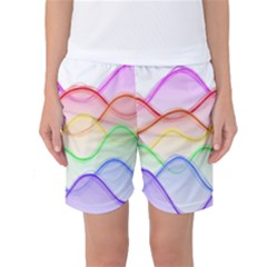 Twizzling Brain Waves Neon Wave Rainbow Color Pink Red Yellow Green Purple Blue Women s Basketball Shorts by Alisyart