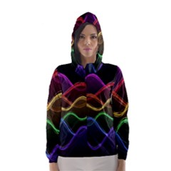 Twizzling Brain Waves Neon Wave Rainbow Color Pink Red Yellow Green Purple Blue Black Hooded Wind Breaker (women) by Alisyart