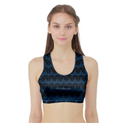 Colored Line Light Triangle Plaid Blue Black Sports Bra With Border by Alisyart