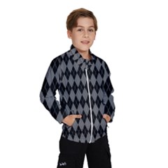 Chevron Wave Line Grey Black Triangle Wind Breaker (kids) by Alisyart