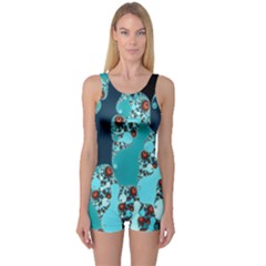 Decorative Fractal Background One Piece Boyleg Swimsuit by Simbadda