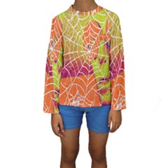 Orange Guy Spider Web Kids  Long Sleeve Swimwear by Simbadda